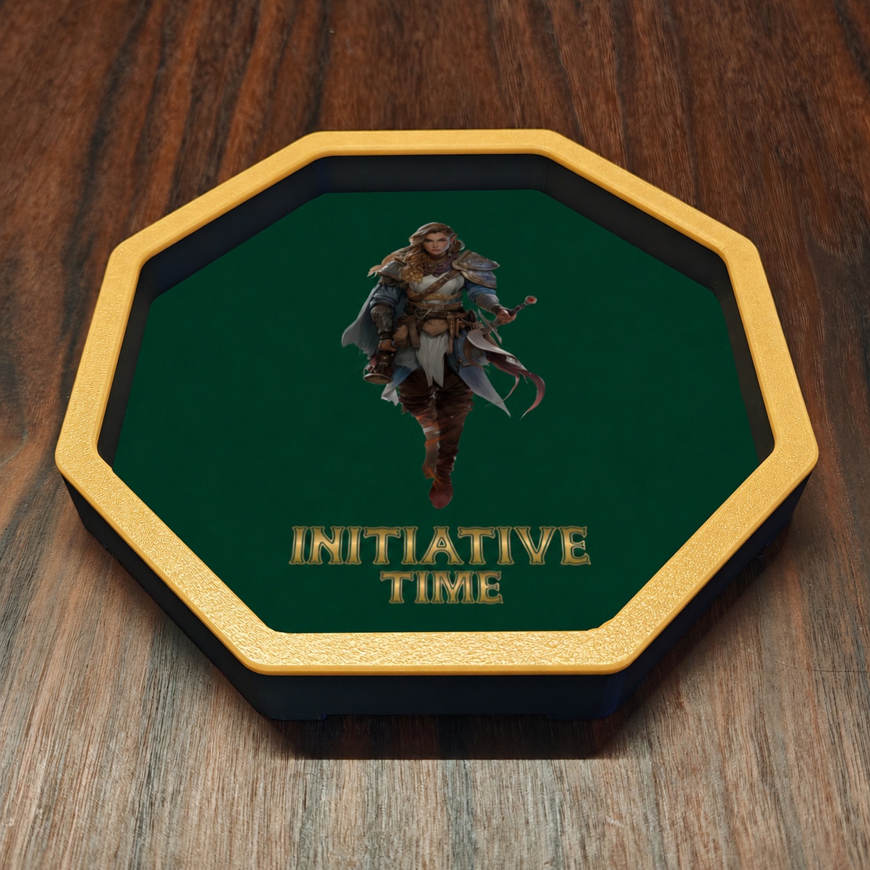 Initiative Time Elf Rogue Dice Tray Green - DnD RPG Merchandise - Backspindle Games