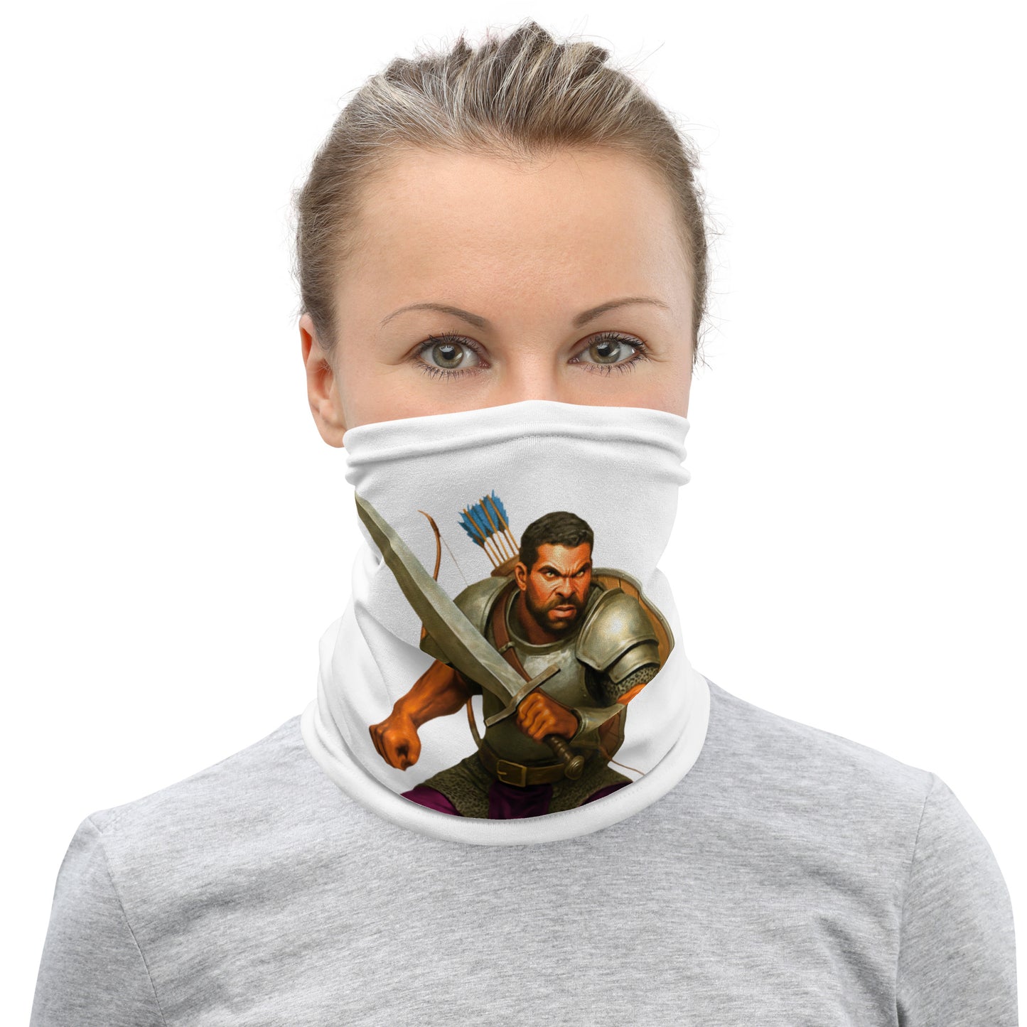 Initiative Time Human Fighter Neck Gaiter - DnD RPG Merchandise - Backspindle Games