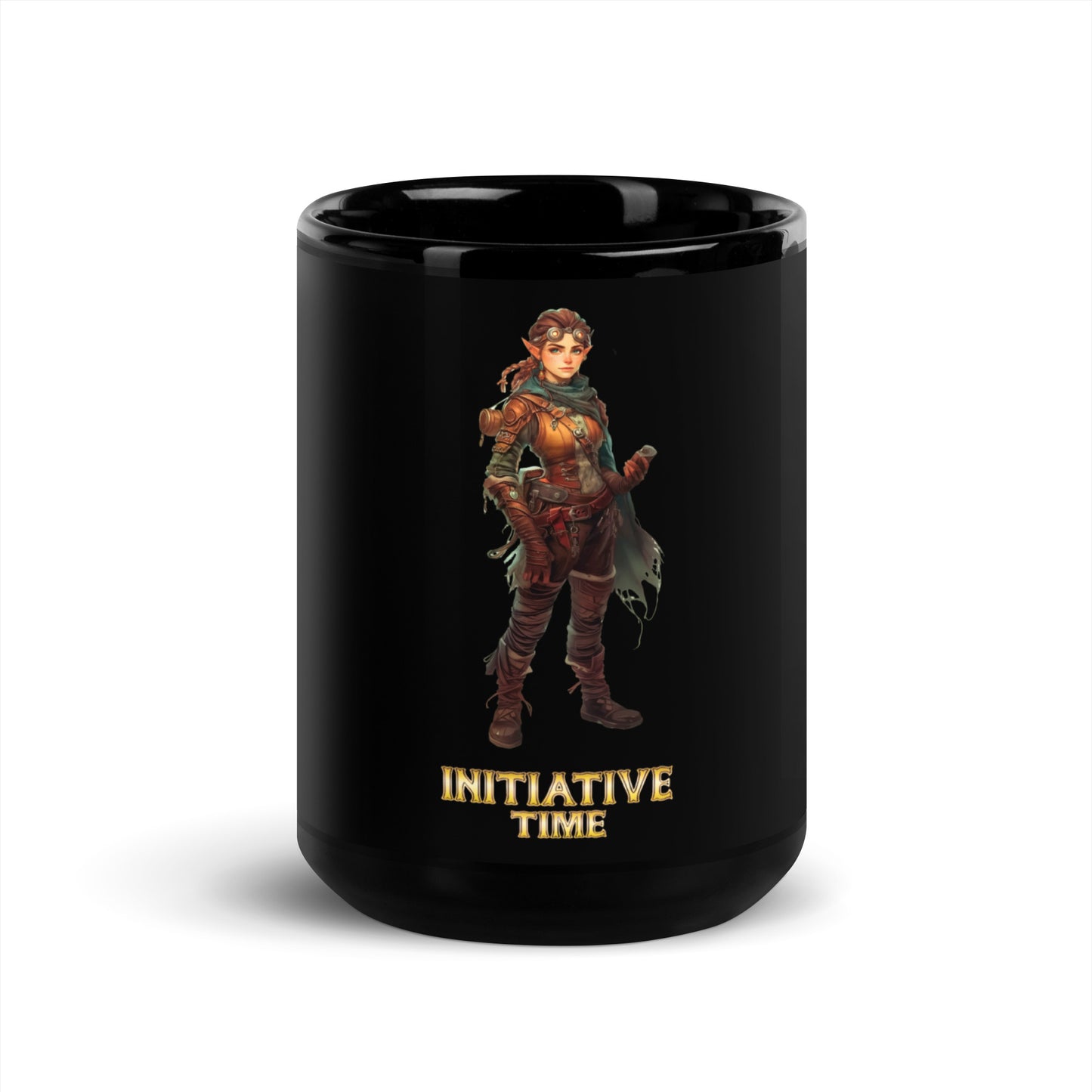 Initiative Time Gnome Artificer Black Glossy Mug - DnD RPG Merchandise - Backspindle Games