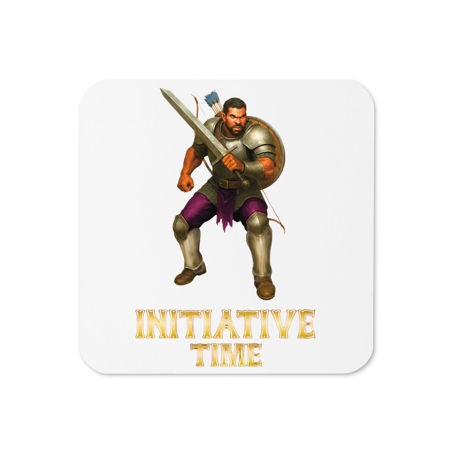 Initiative Time Human Fighter Cork-back Coaster - DnD RPG Merchandise - Backspindle Games