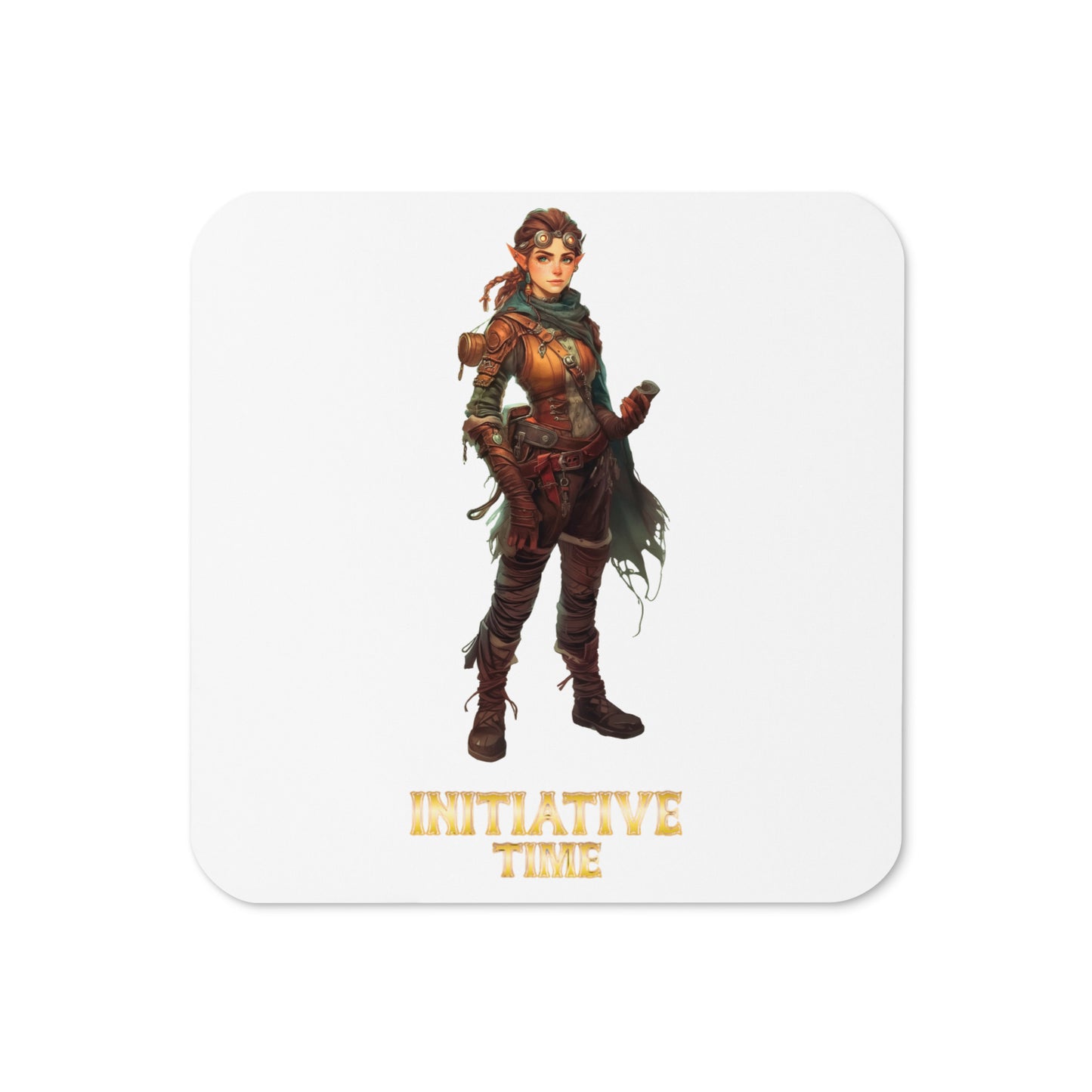 Initiative Time Gnome Artificer Cork-back Coaster - DnD RPG Merchandise - Backspindle Games
