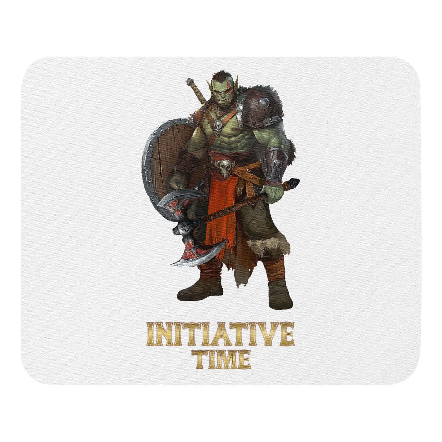 Initiative Time Orc Barbarian Mouse Pad - DnD RPG Merchandise - Backspindle Games