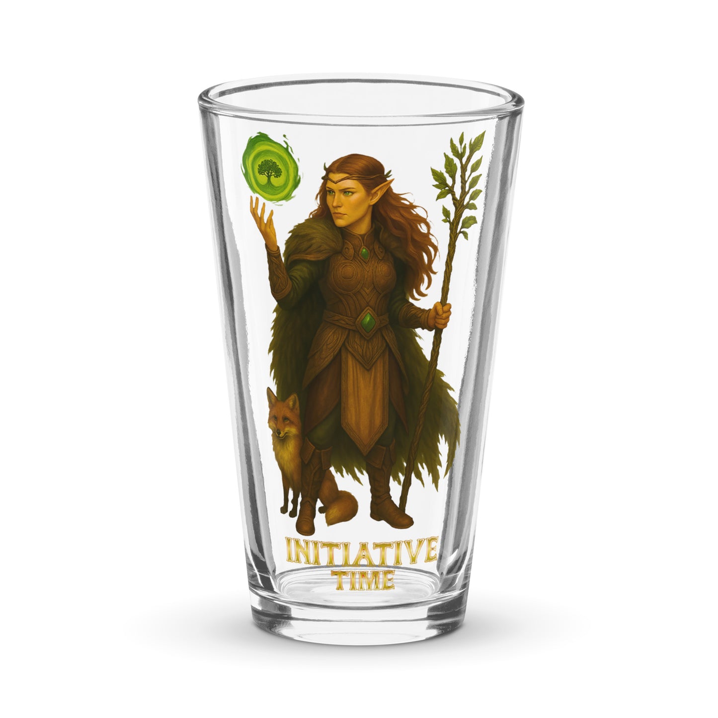 Initiative Time Elf Druid Shaker Pint Glass - DnD RPG Merchandise - Backspindle Games