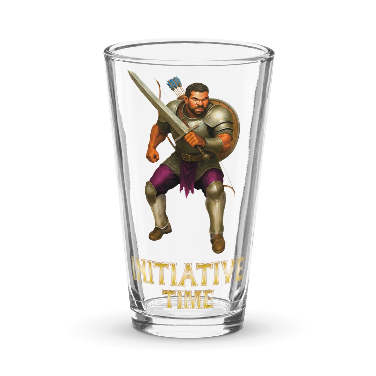 Initiative Time Human Fighter Shaker Pint Glass - DnD RPG Merchandise - Backspindle Games