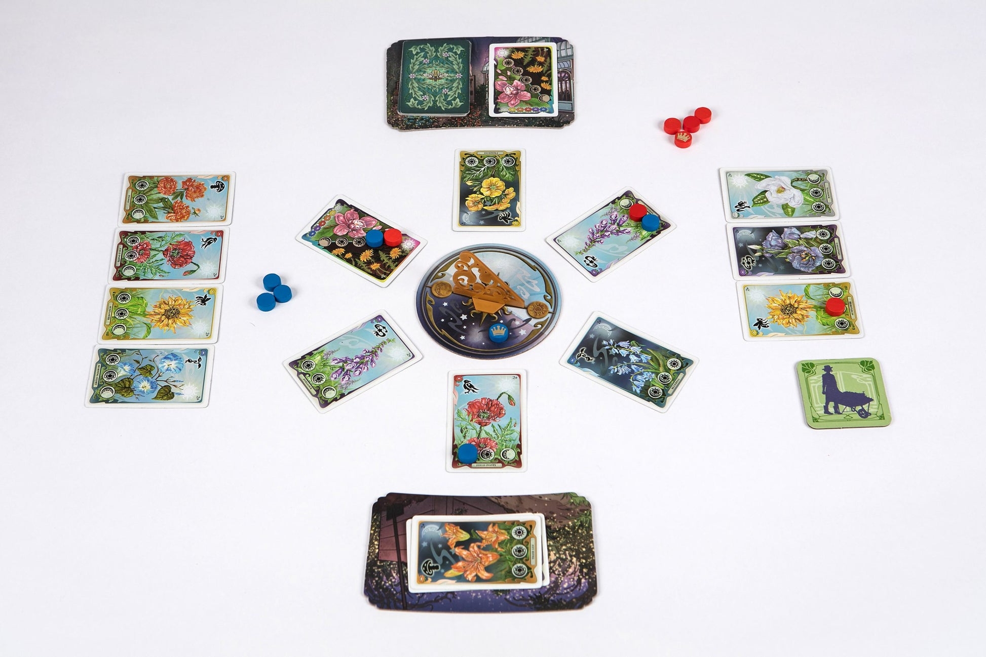Dance of the Fireflies game components laid out | Backspindle Games