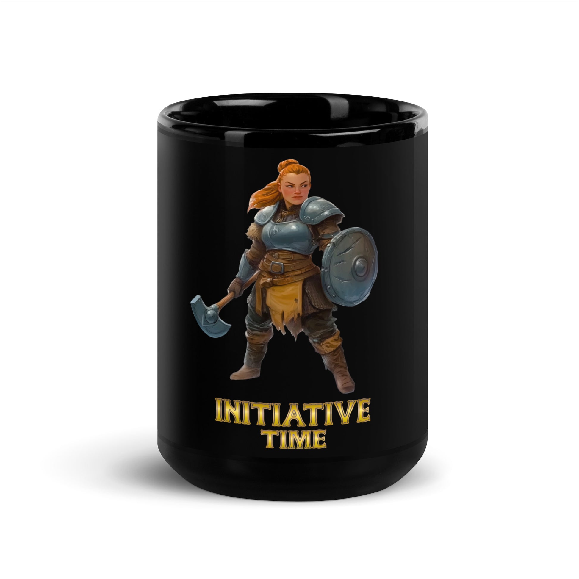 Initiative Time Dwarf Cleric Black Glossy Mug - DnD RPG Merchandise - Backspindle Games