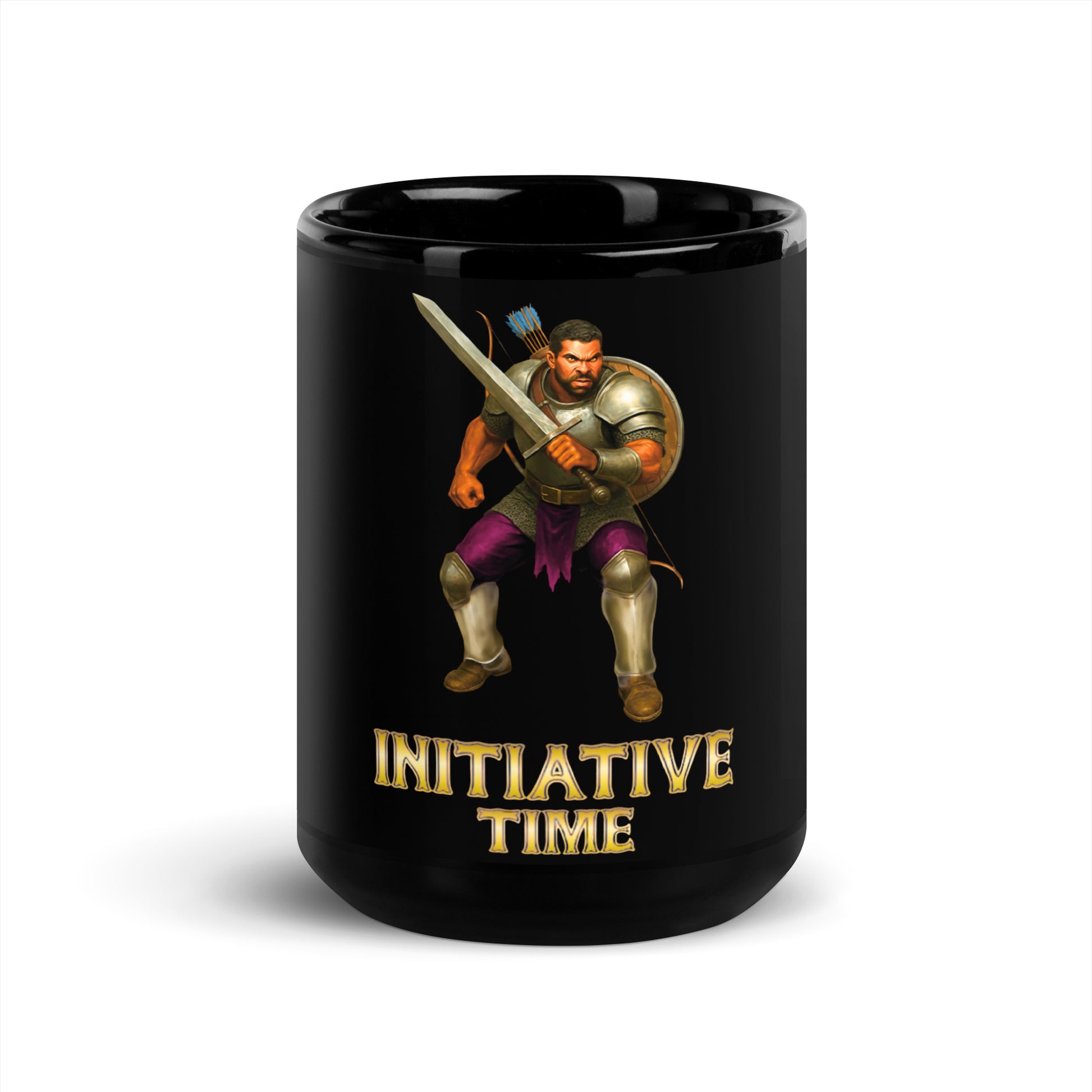 Initiative Time Fighter Black Glossy Mug - DnD RPG Merchandise - Backspindle Games