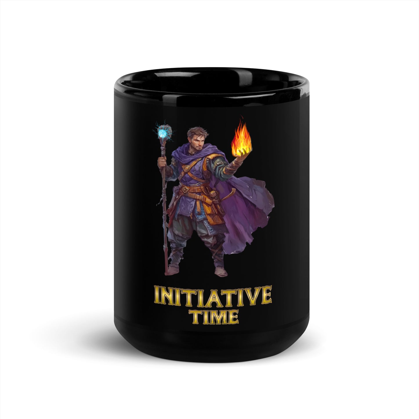 Initiative Time Sorcerer Black Glossy Mug - DnD RPG Merchandise - Backspindle Games