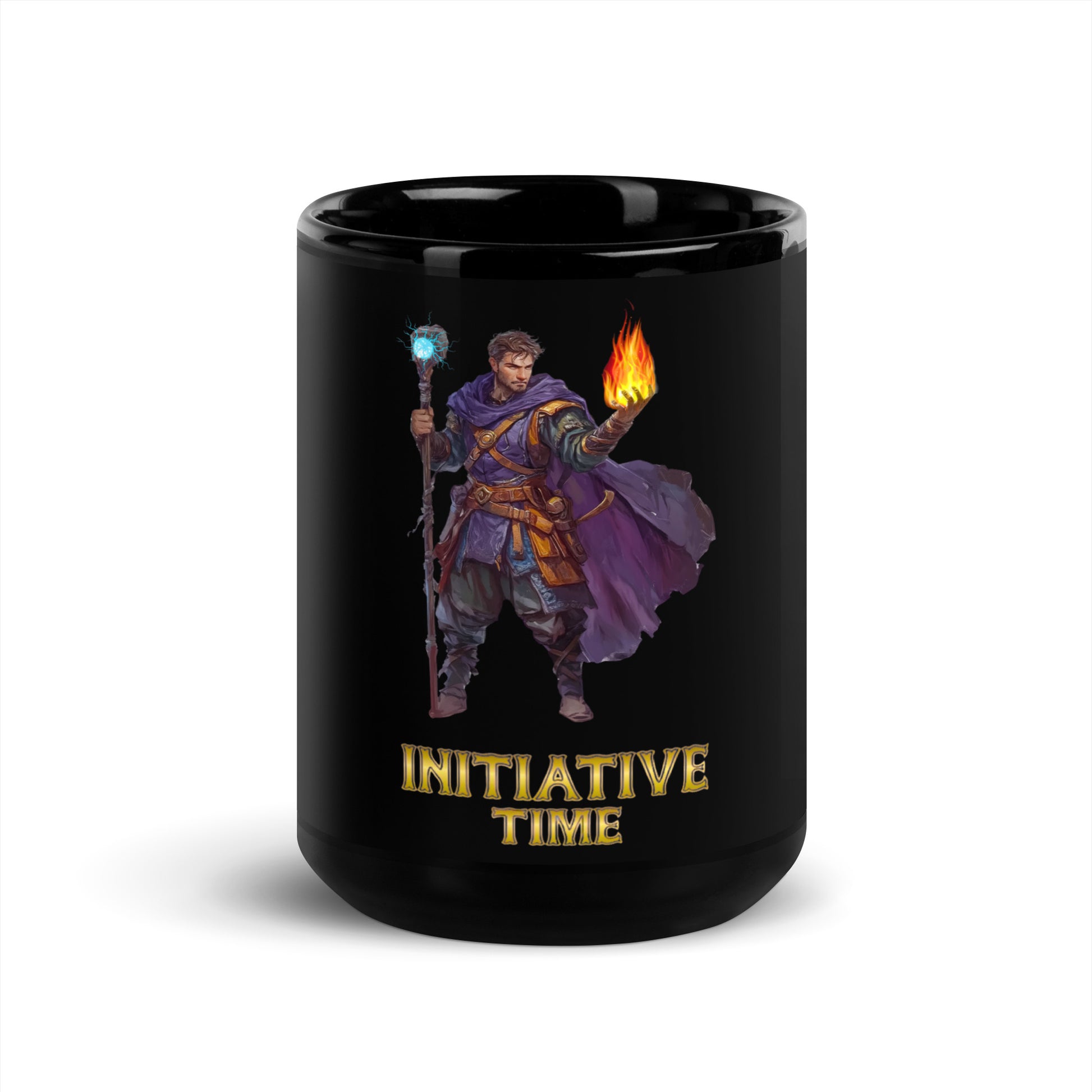 Initiative Time Sorcerer Black Glossy Mug - DnD RPG Merchandise - Backspindle Games