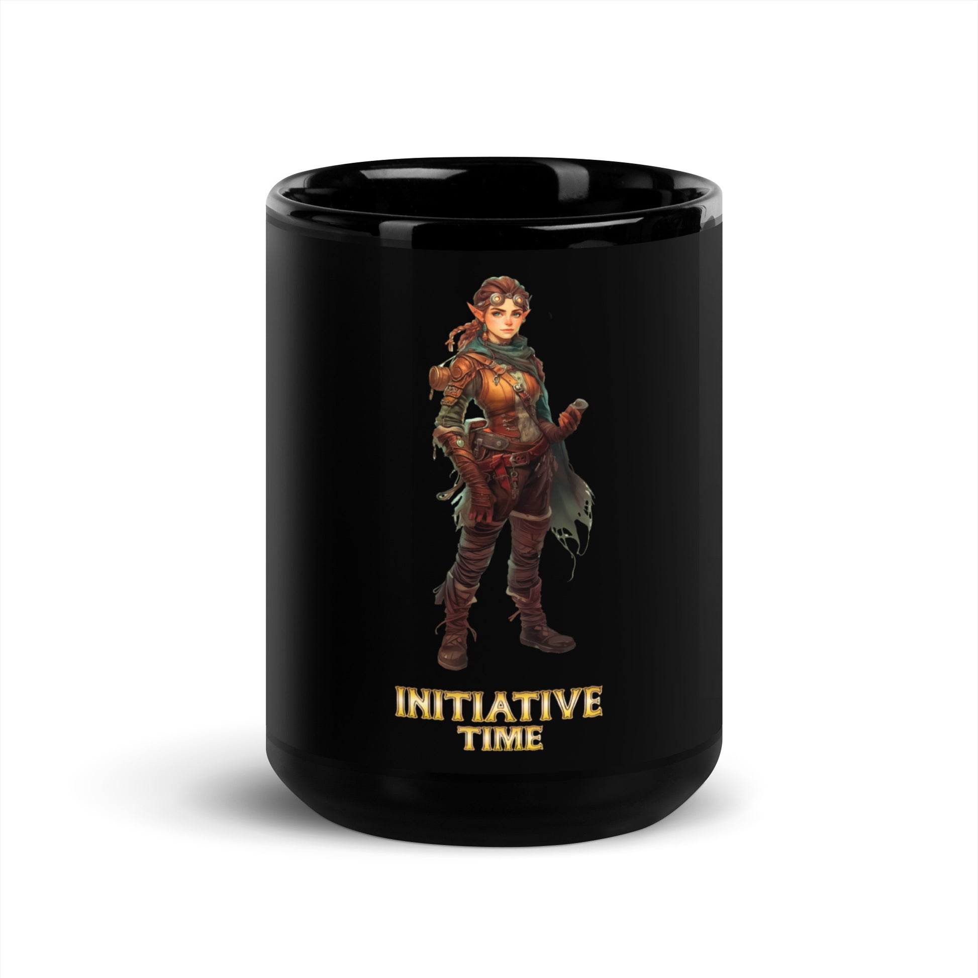 Initiative Time Gnome Artificer Black Glossy Mug - DnD RPG Merchandise - Backspindle Games