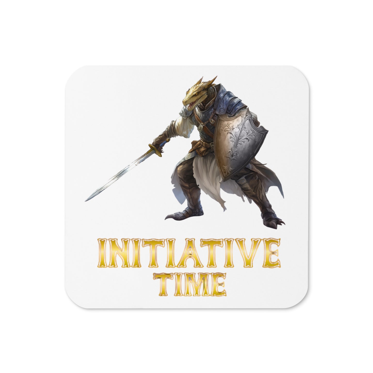 Initiative Time Dragonborn Paladin Cork-back Coaster - DnD RPG Merchandise - Backspindle Games