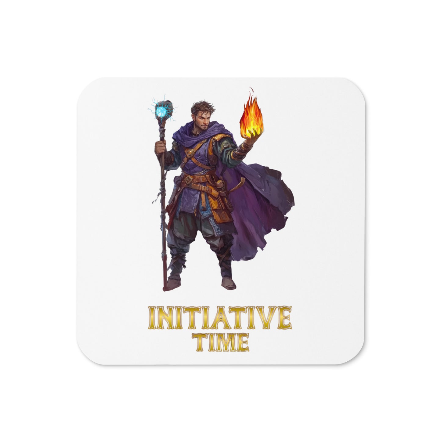 Initiative Time Human Sorcerer Cork-back Coaster - DnD RPG Merchandise - Backspindle Games