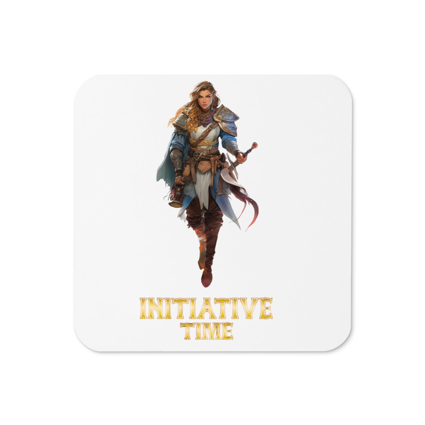 Initiative Time Elf Rogue Cork-back Coaster - DnD RPG Merchandise - Backspindle Games