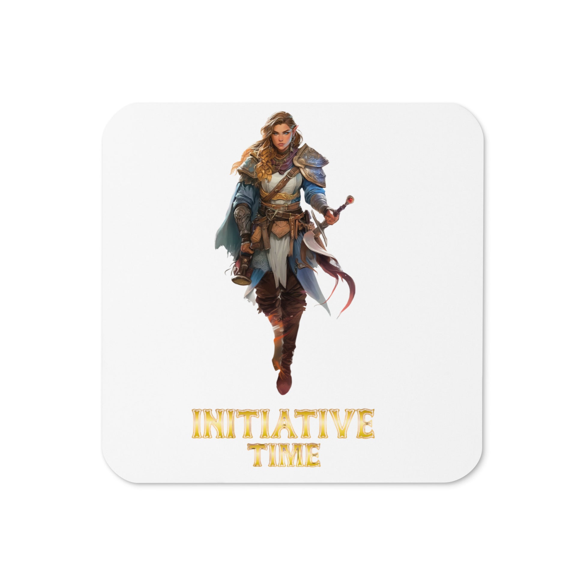 Initiative Time Elf Rogue Cork-back Coaster - DnD RPG Merchandise - Backspindle Games