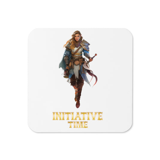 Initiative Time Elf Rogue Cork-back Coaster - DnD RPG Merchandise - Backspindle Games