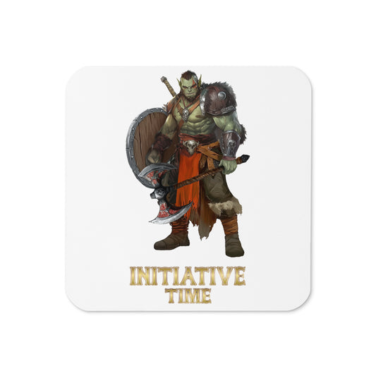Initiative Time Orc Barbarian Cork-back Coaster - DnD RPG Merchandise - Backspindle Games