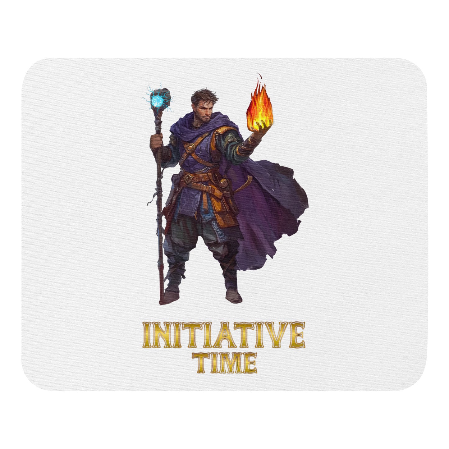 Initiative Time Human Sorcerer Mouse Pad - DnD RPG Merchandise - Backspindle Games