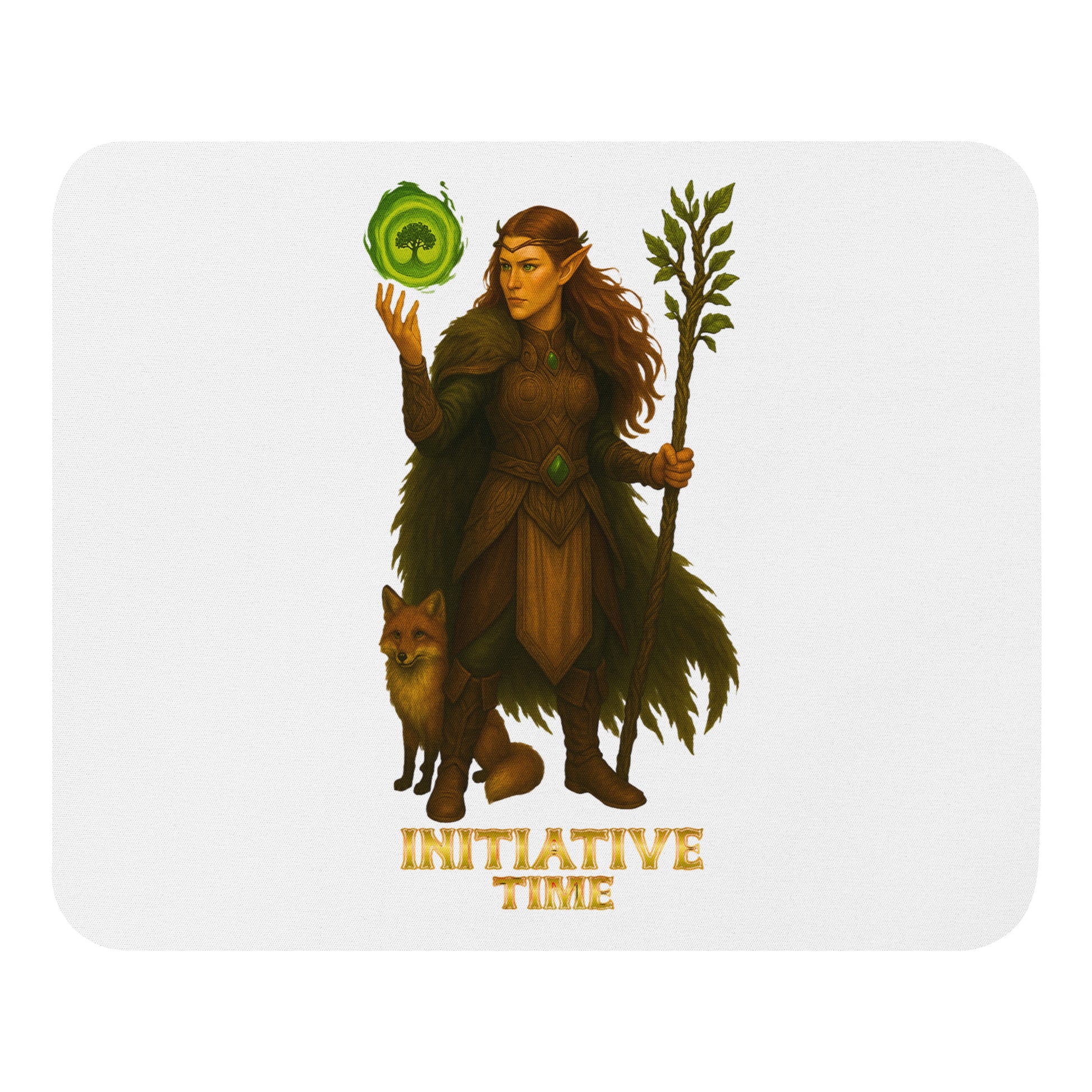 Initiative Time Elf Druid Mouse Pad - DnD RPG Merchandise - Backspindle Games