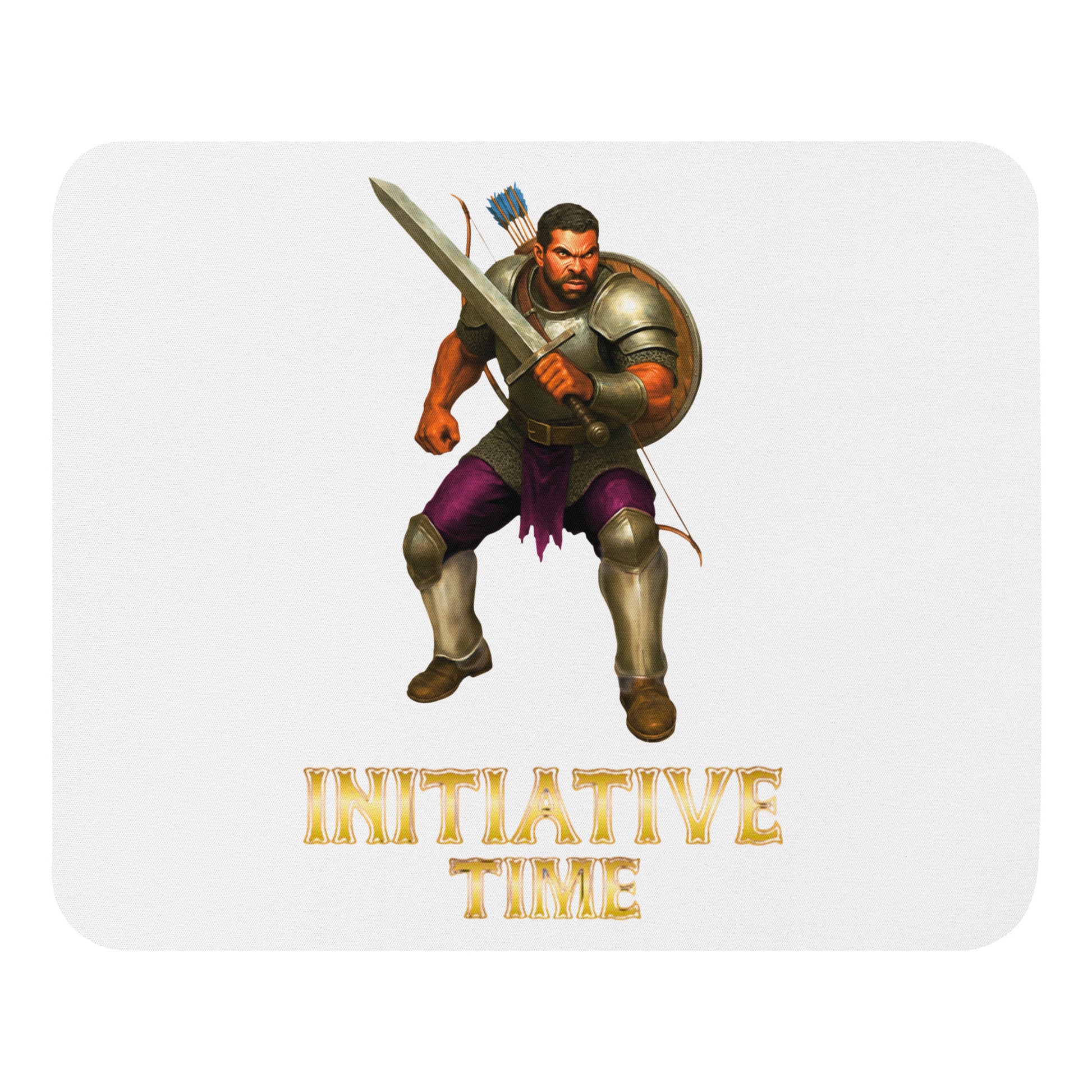 Initiative Time Human Fighter Mouse Pad - DnD RPG Merchandise - Backspindle Games