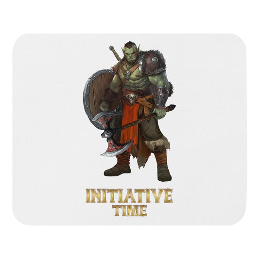 Initiative Time Orc Barbarian Mouse Pad - DnD RPG Merchandise - Backspindle Games