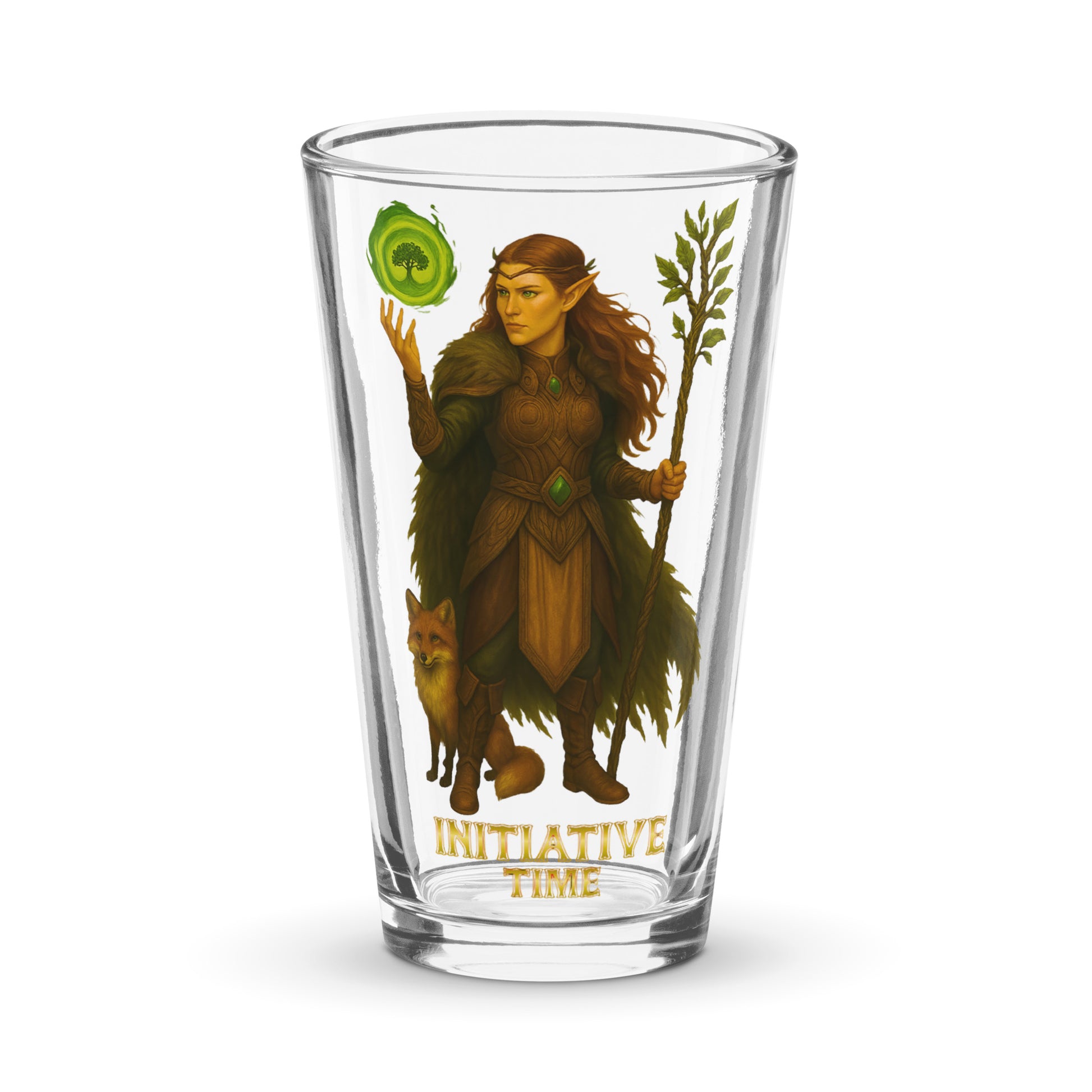 Initiative Time Elf Druid Shaker Pint Glass - DnD RPG Merchandise - Backspindle Games
