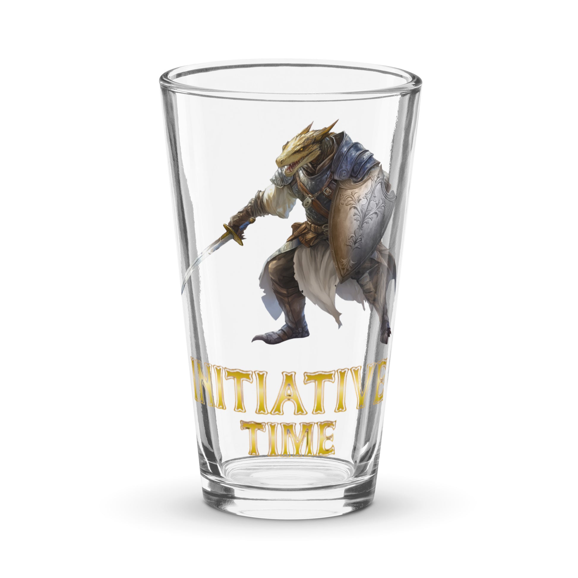Initiative Time Dragonborn Paladin Shaker Pint Glass - DnD RPG Merchandise - Backspindle Games