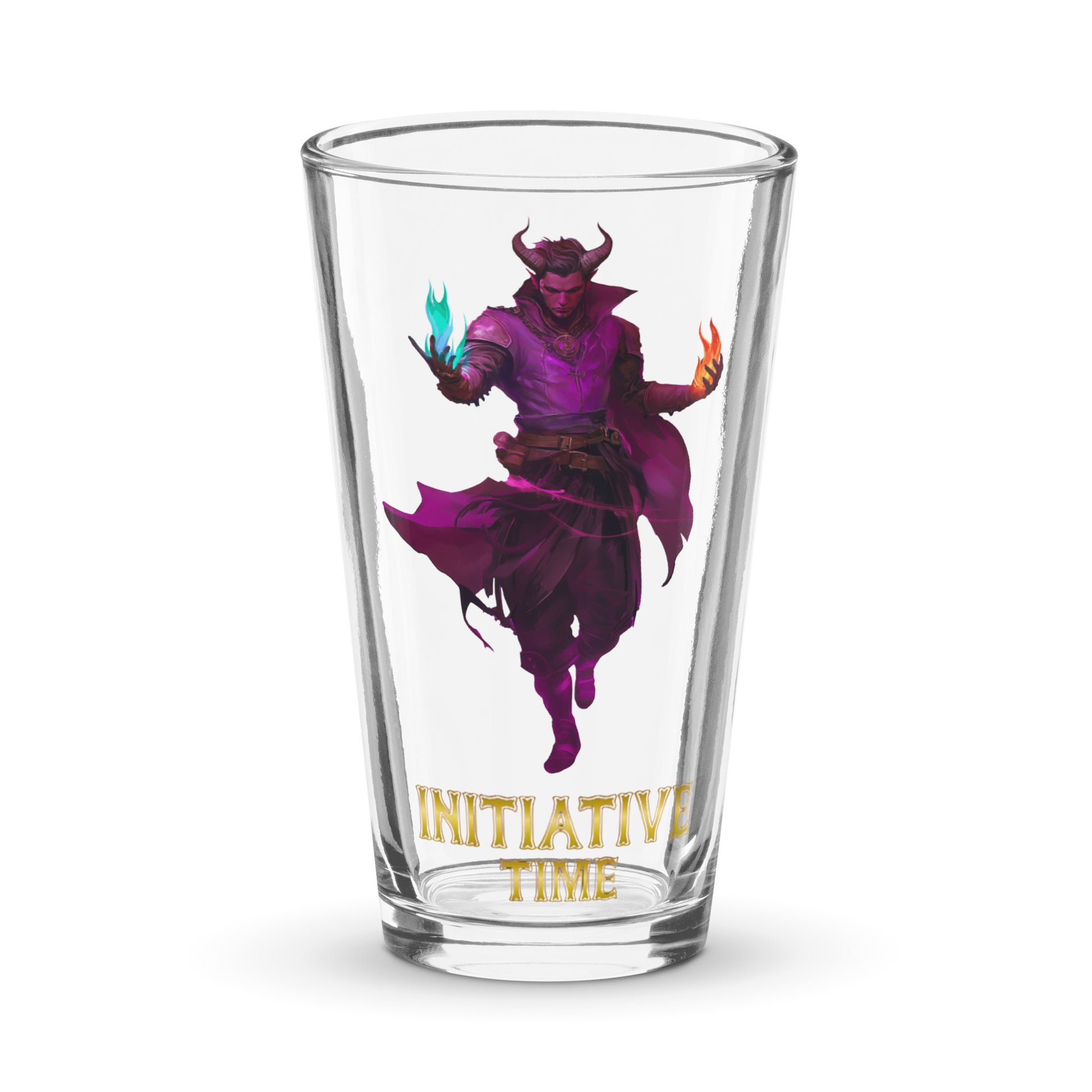 Initiative Time Human Tiefling Shaker Pint Glass - DnD RPG Merchandise - Backspindle Games