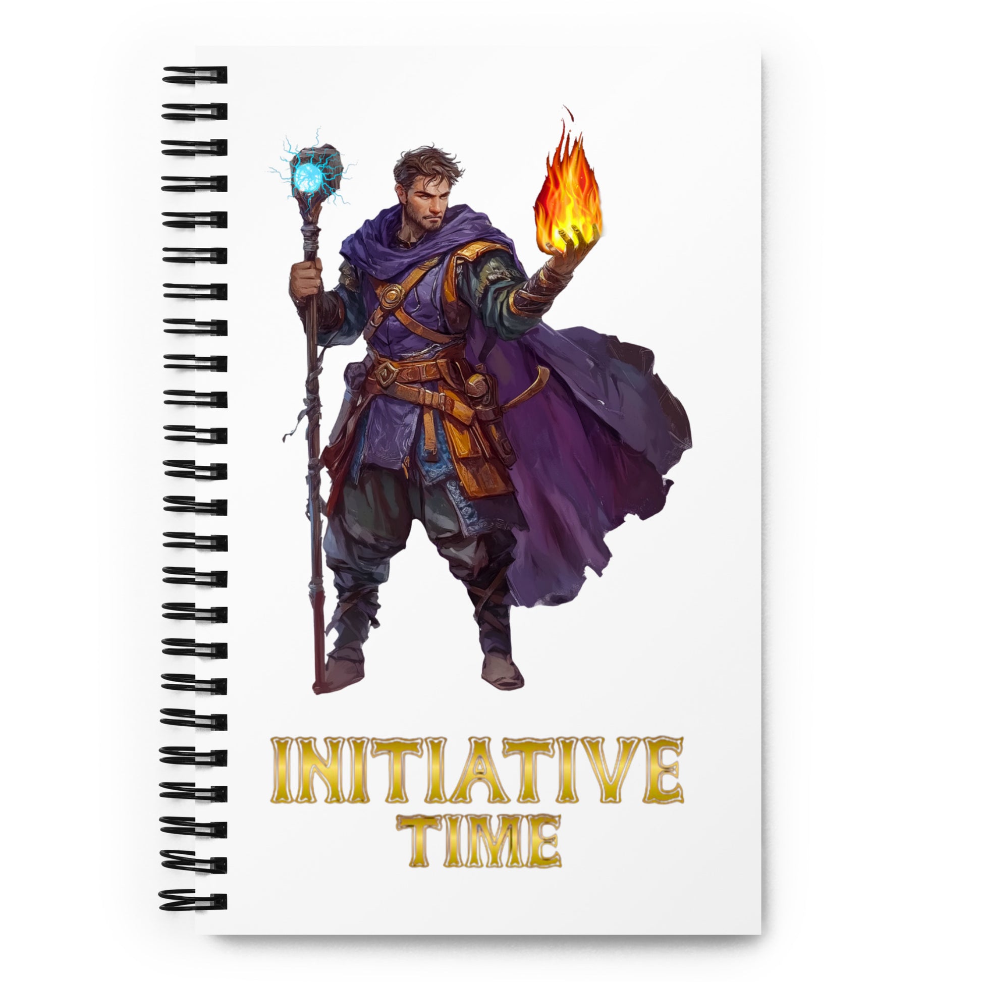 Initiative Time Human Sorcerer Spiral Notebook - DnD RPG Merchandise - Backspindle Games