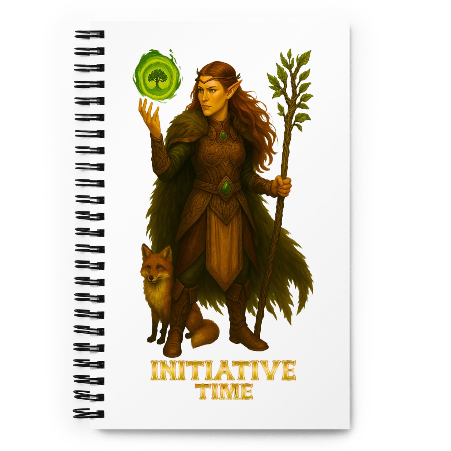 Initiative Time Elf Druid Spiral Notebook - DnD RPG Merchandise - Backspindle Games