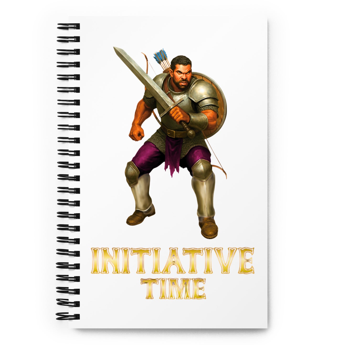 Initiative Time Human Fighter Spiral Notebook - DnD RPG Merchandise - Backspindle Games