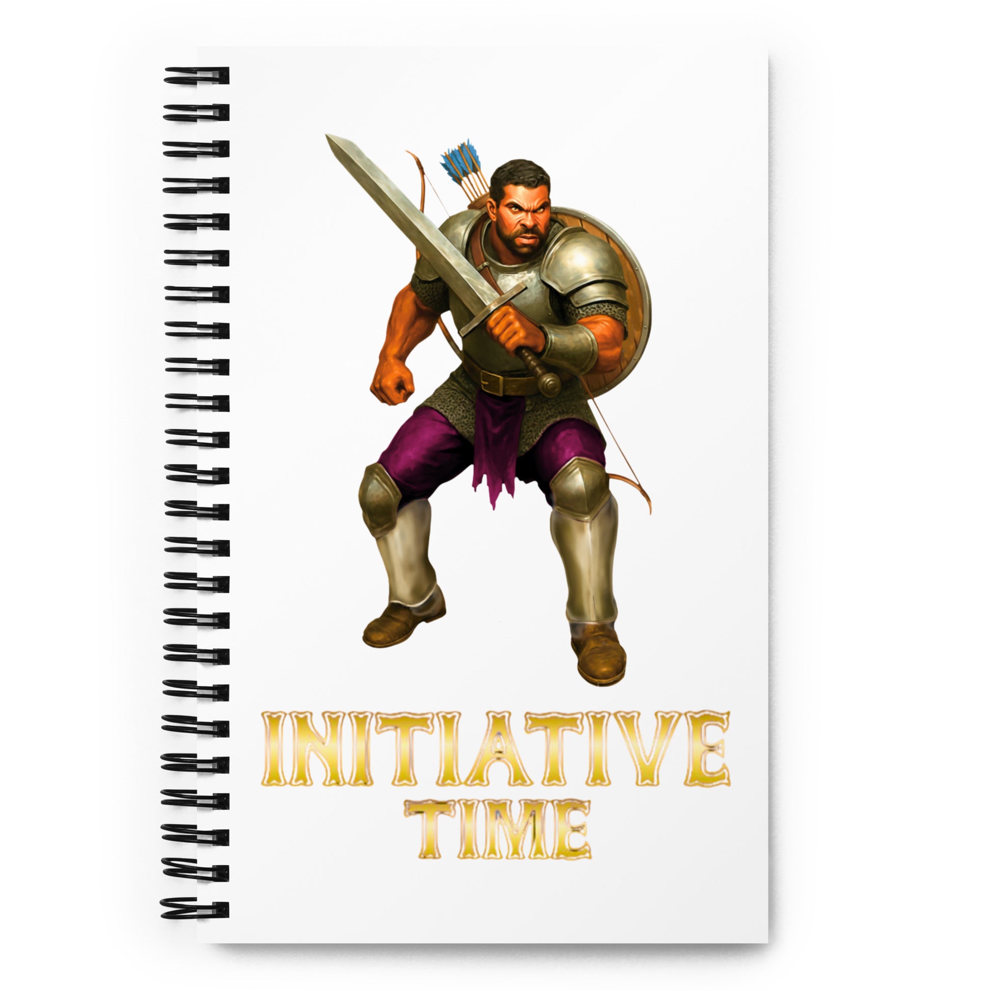 Initiative Time Human Fighter Spiral Notebook - DnD RPG Merchandise - Backspindle Games