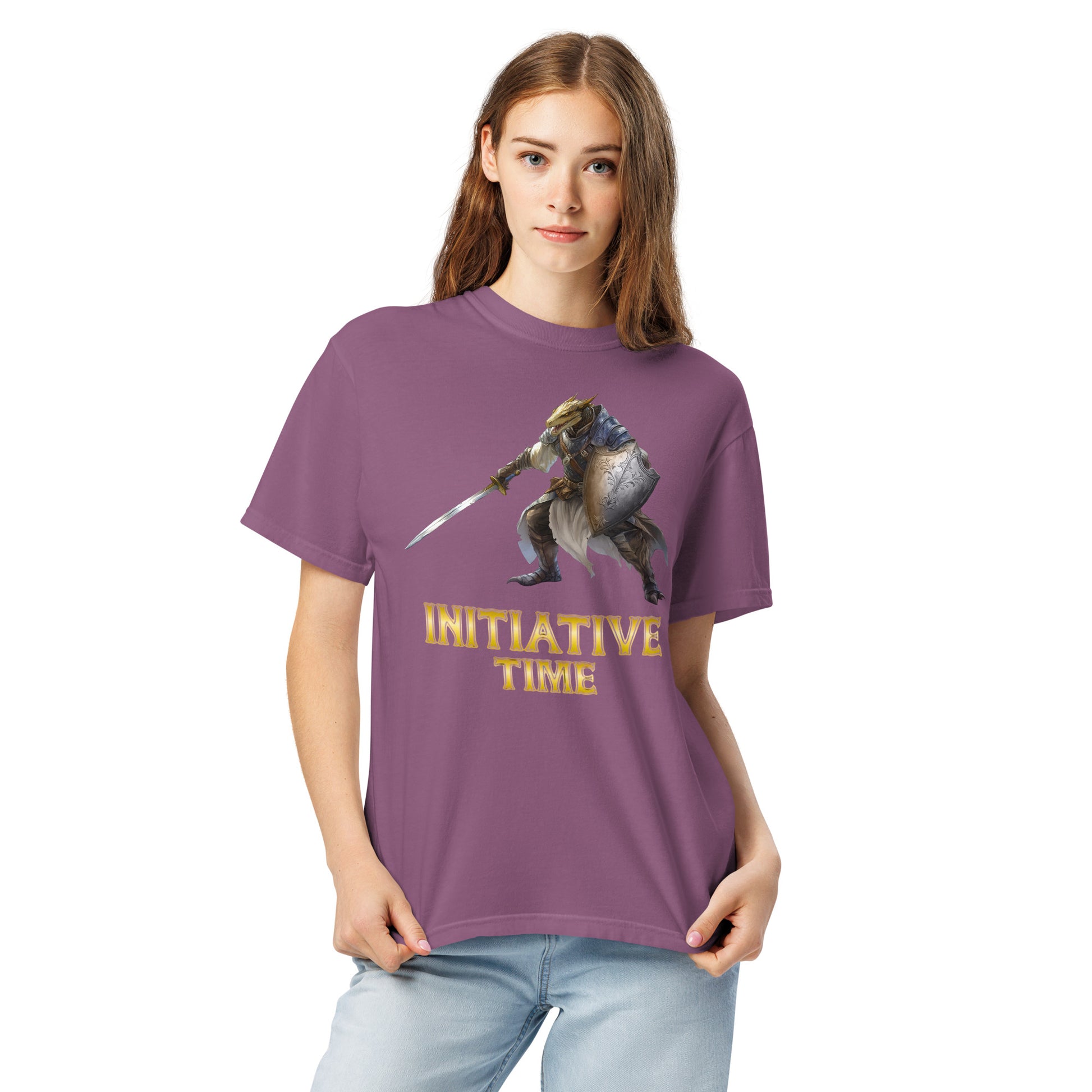 Initiative Time Dragonborn Paladin Unisex Garment-Dyed T-Shirt - DnD RPG Merchandise - Backspindle Games