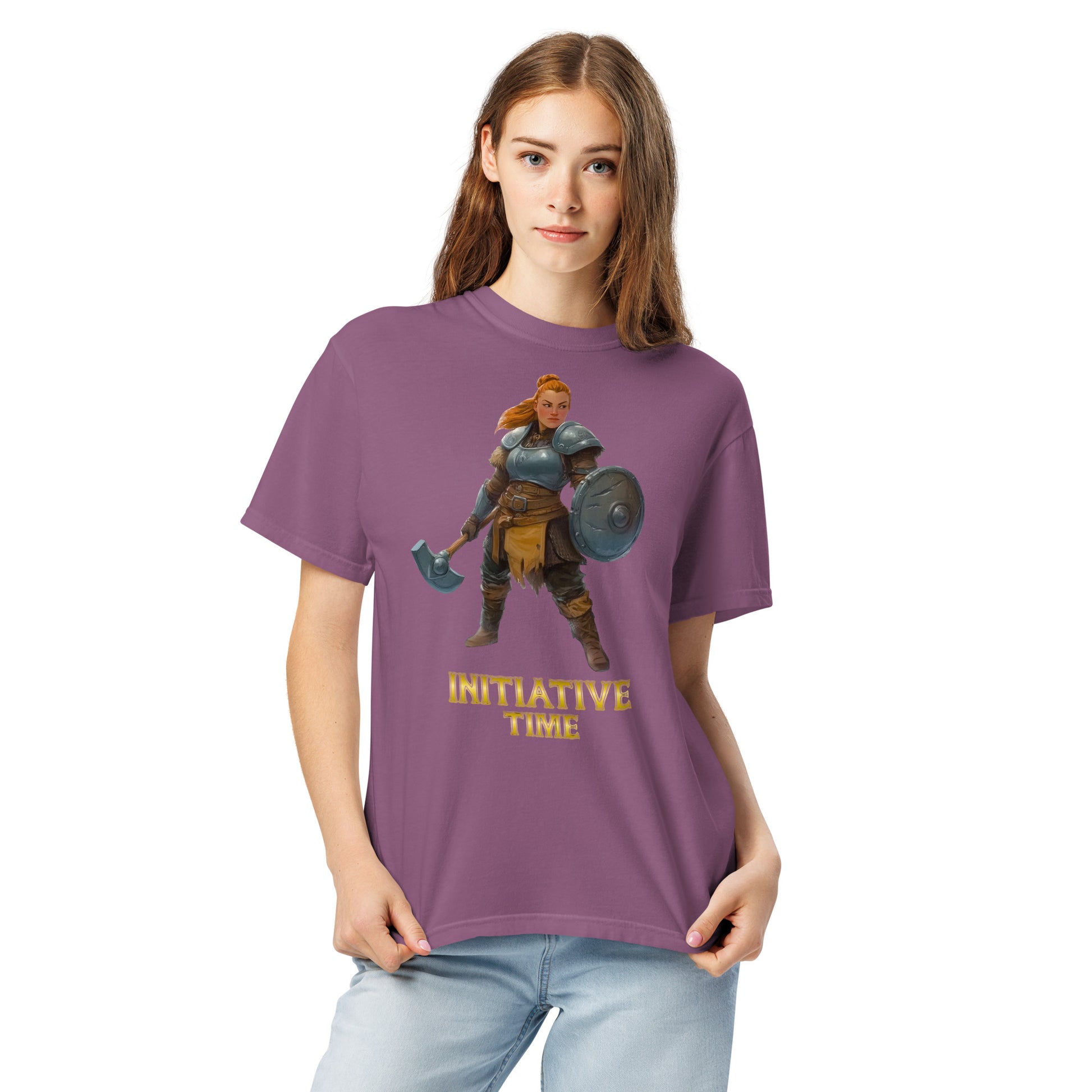 Initiative Time Dwarf Cleric Unisex Garment-Dyed T-Shirt - DnD RPG Merchandise - Backspindle Games