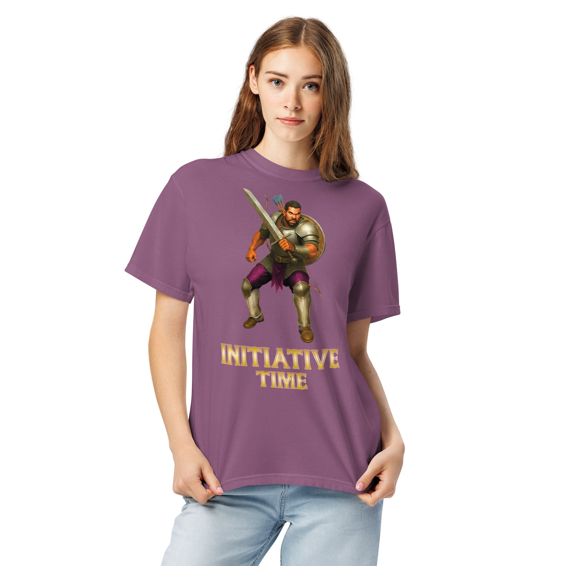 Initiative Time Human Fighter Unisex Garment-Dyed T-Shirt - DnD RPG Merchandise - Backspindle Games