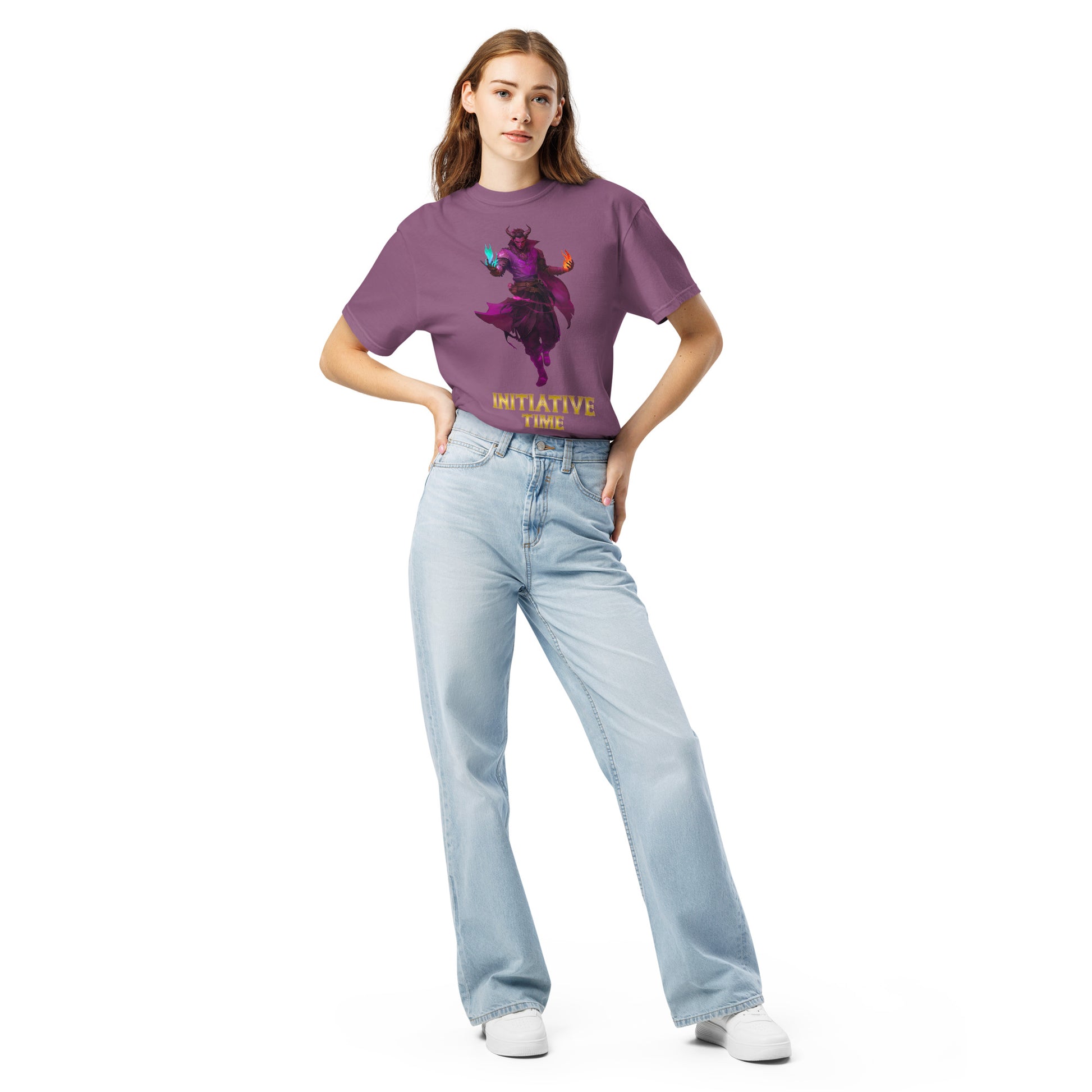 Initiative Time Human Tiefling Unisex Garment-Dyed T-Shirt - DnD RPG Merchandise - Backspindle Games