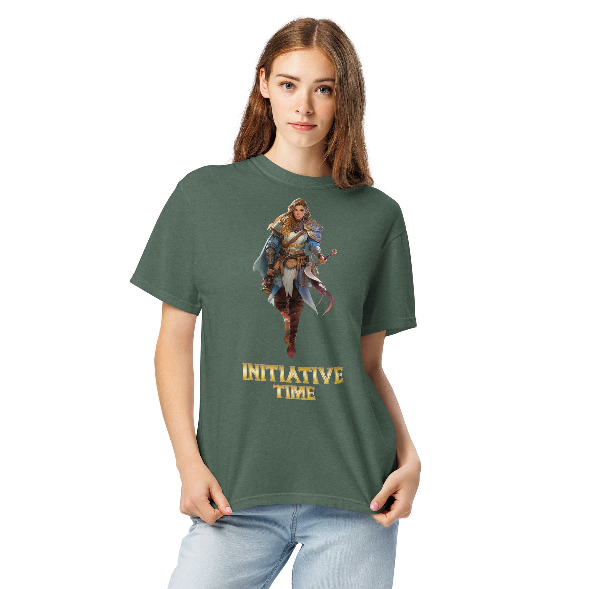 Initiative Time Elf Rogue Unisex Garment-Dyed T-Shirt - DnD RPG Merchandise - Backspindle Games