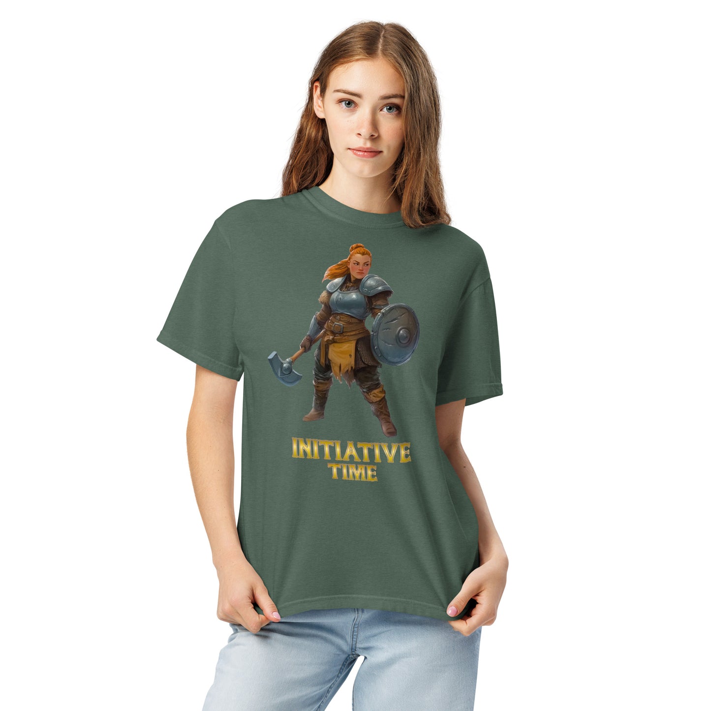 Initiative Time Dwarf Cleric Unisex Garment-Dyed T-Shirt - DnD RPG Merchandise - Backspindle Games
