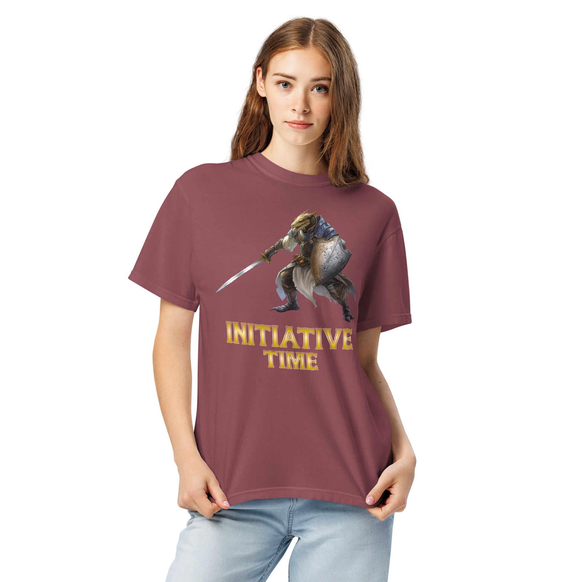 Initiative Time Dragonborn Paladin Unisex Garment-Dyed T-Shirt - DnD RPG Merchandise - Backspindle Games