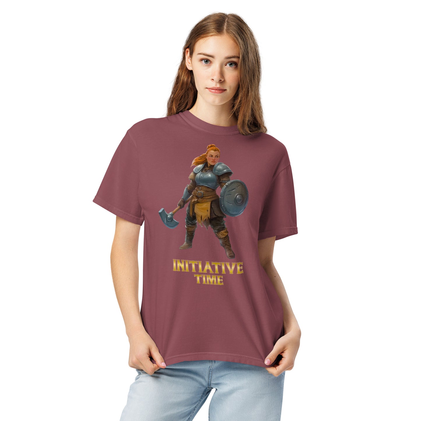 Initiative Time Dwarf Cleric Unisex Garment-Dyed T-Shirt - DnD RPG Merchandise - Backspindle Games
