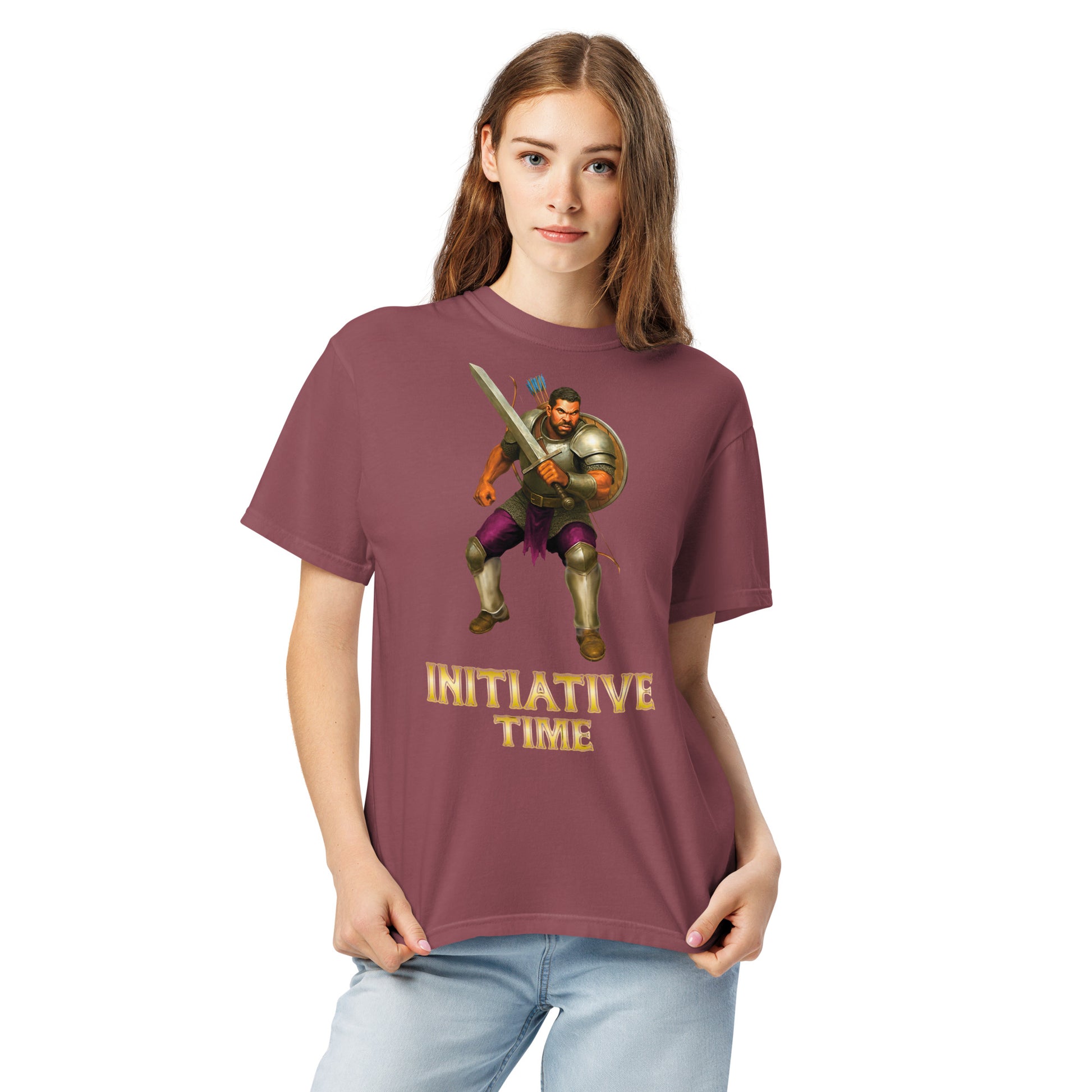 Initiative Time Human Fighter Unisex Garment-Dyed T-Shirt - DnD RPG Merchandise - Backspindle Games