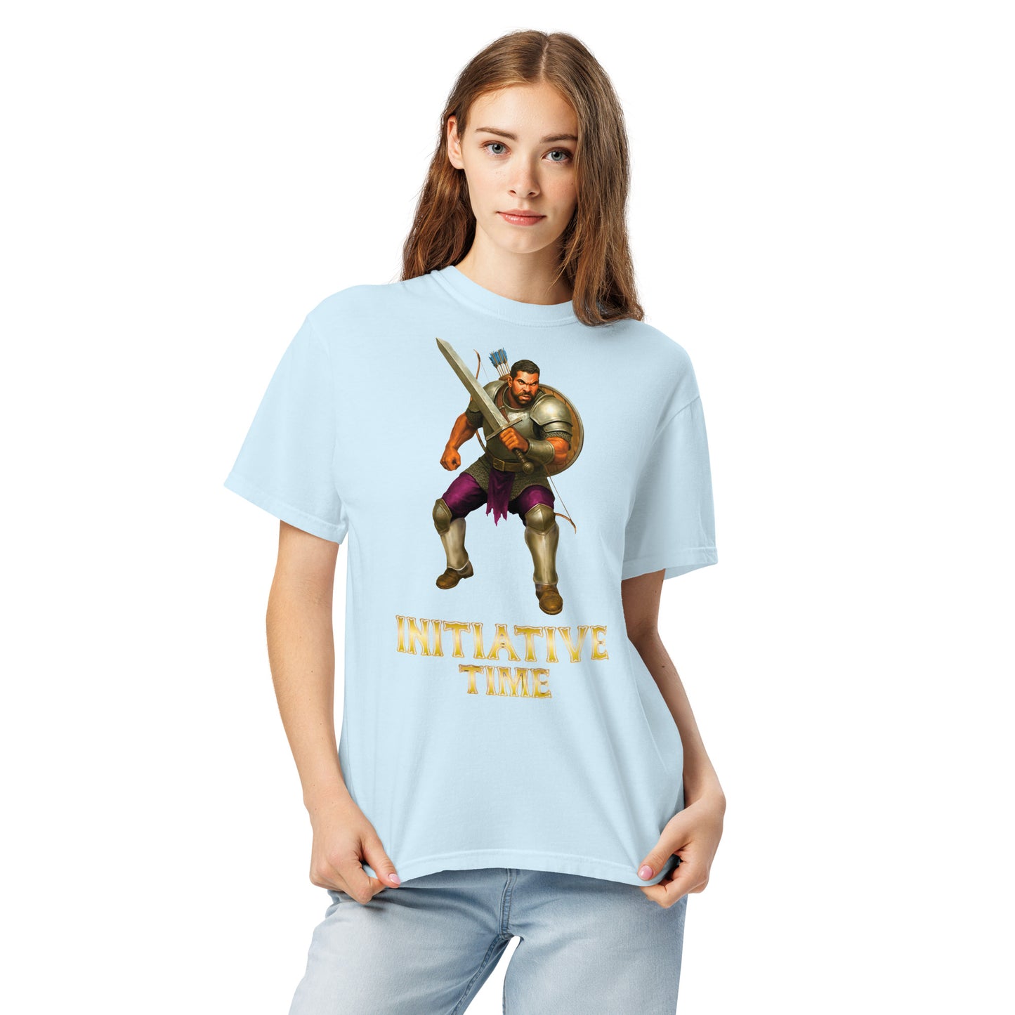 Initiative Time Human Fighter Unisex Garment-Dyed T-Shirt - DnD RPG Merchandise - Backspindle Games
