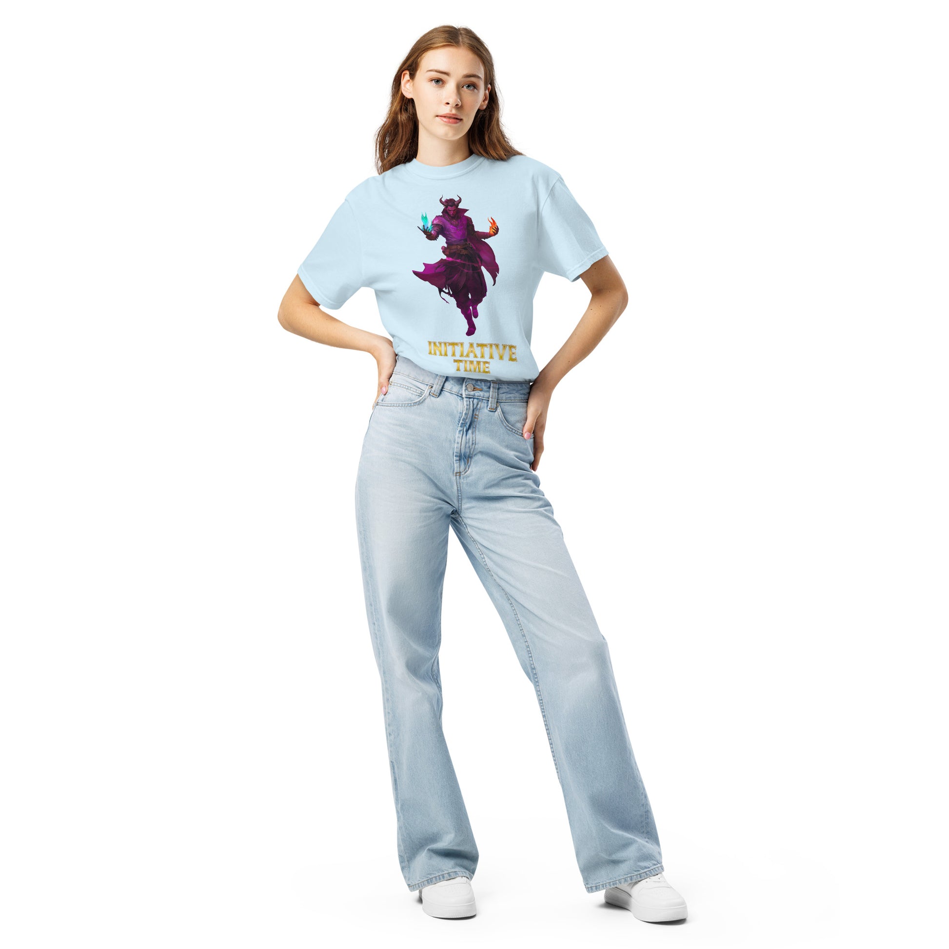 Initiative Time Human Tiefling Unisex Garment-Dyed T-Shirt - DnD RPG Merchandise - Backspindle Games