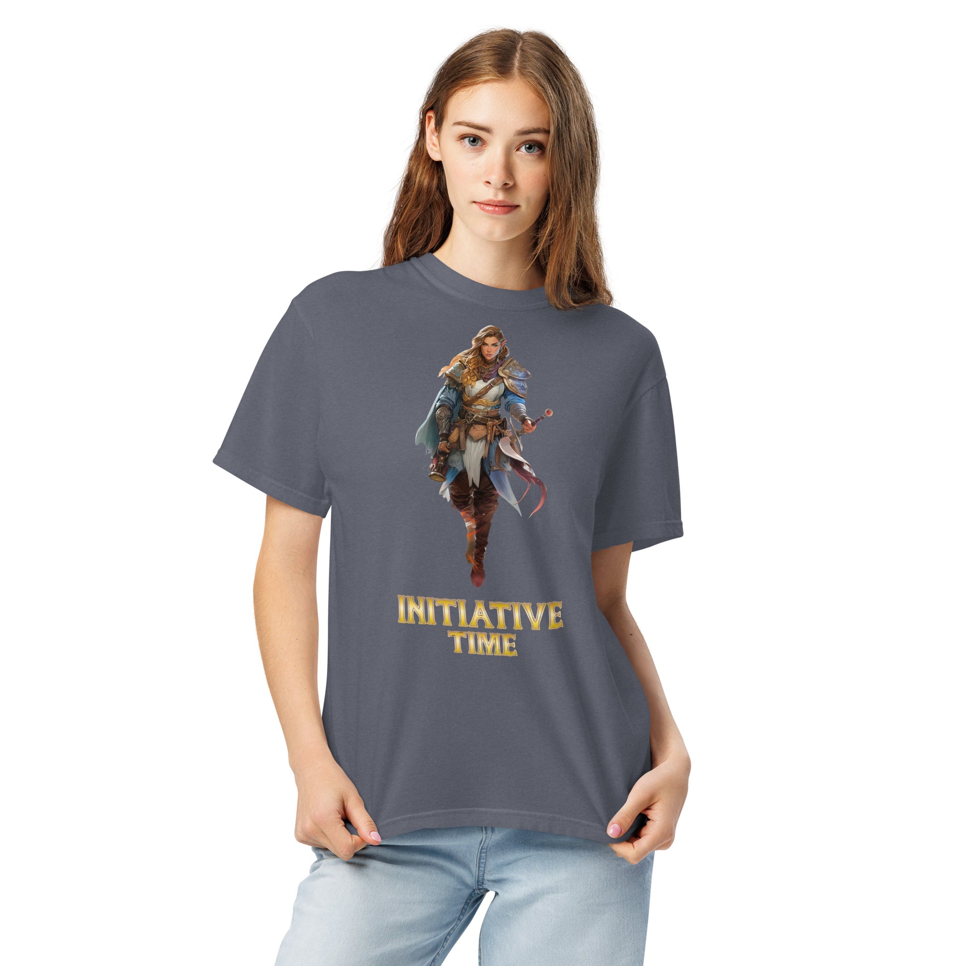 Initiative Time Elf Rogue Unisex Garment-Dyed T-Shirt - DnD RPG Merchandise - Backspindle Games