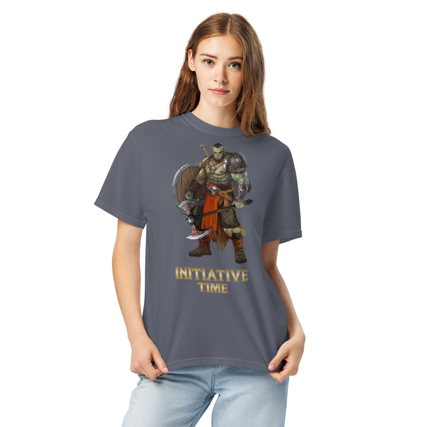 Initiative Time Orc Barbarian Unisex Garment-Dyed T-Shirt - DnD RPG Merchandise - Backspindle Games