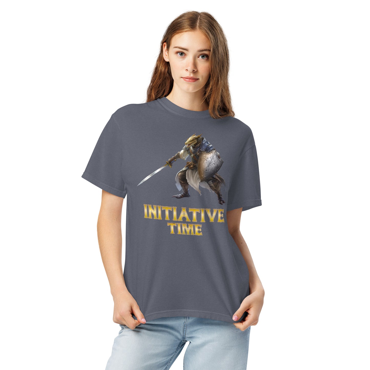 Initiative Time Dragonborn Paladin Unisex Garment-Dyed T-Shirt - DnD RPG Merchandise - Backspindle Games