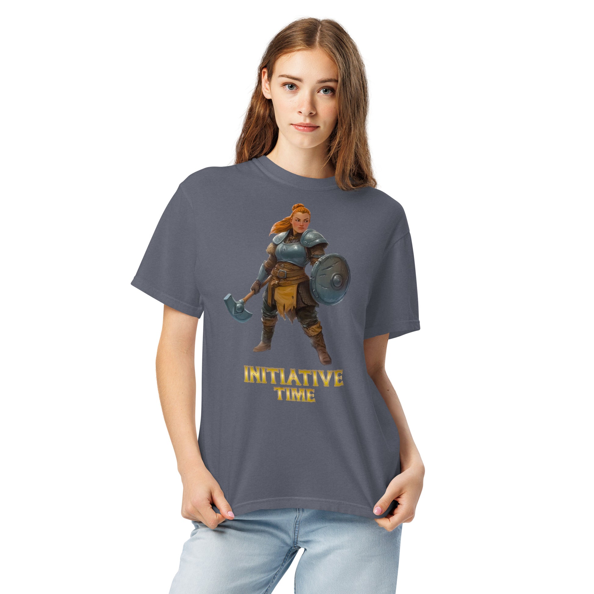 Initiative Time Dwarf Cleric Unisex Garment-Dyed T-Shirt - DnD RPG Merchandise - Backspindle Games