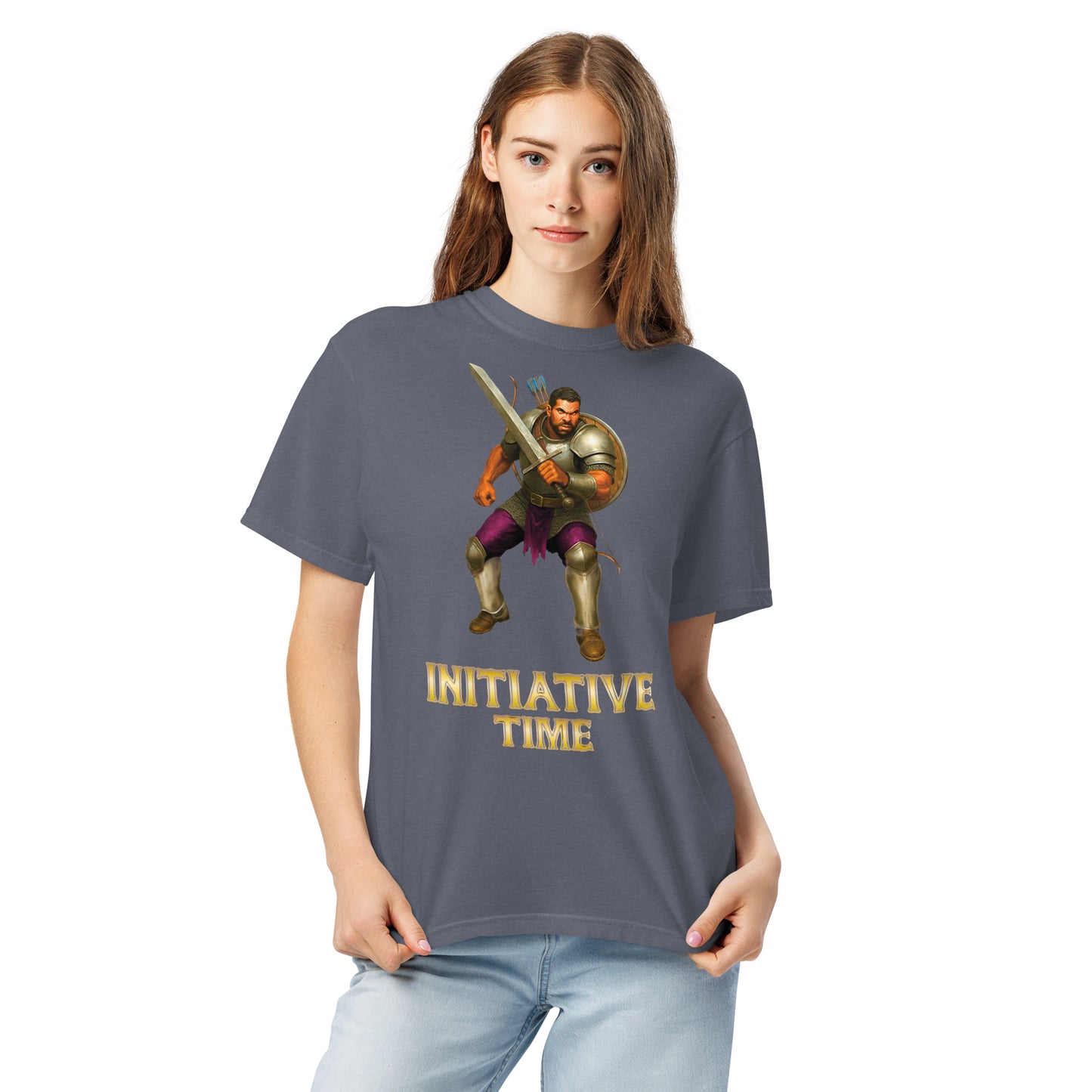 Initiative Time Human Fighter Unisex Garment-Dyed T-Shirt - DnD RPG Merchandise - Backspindle Games