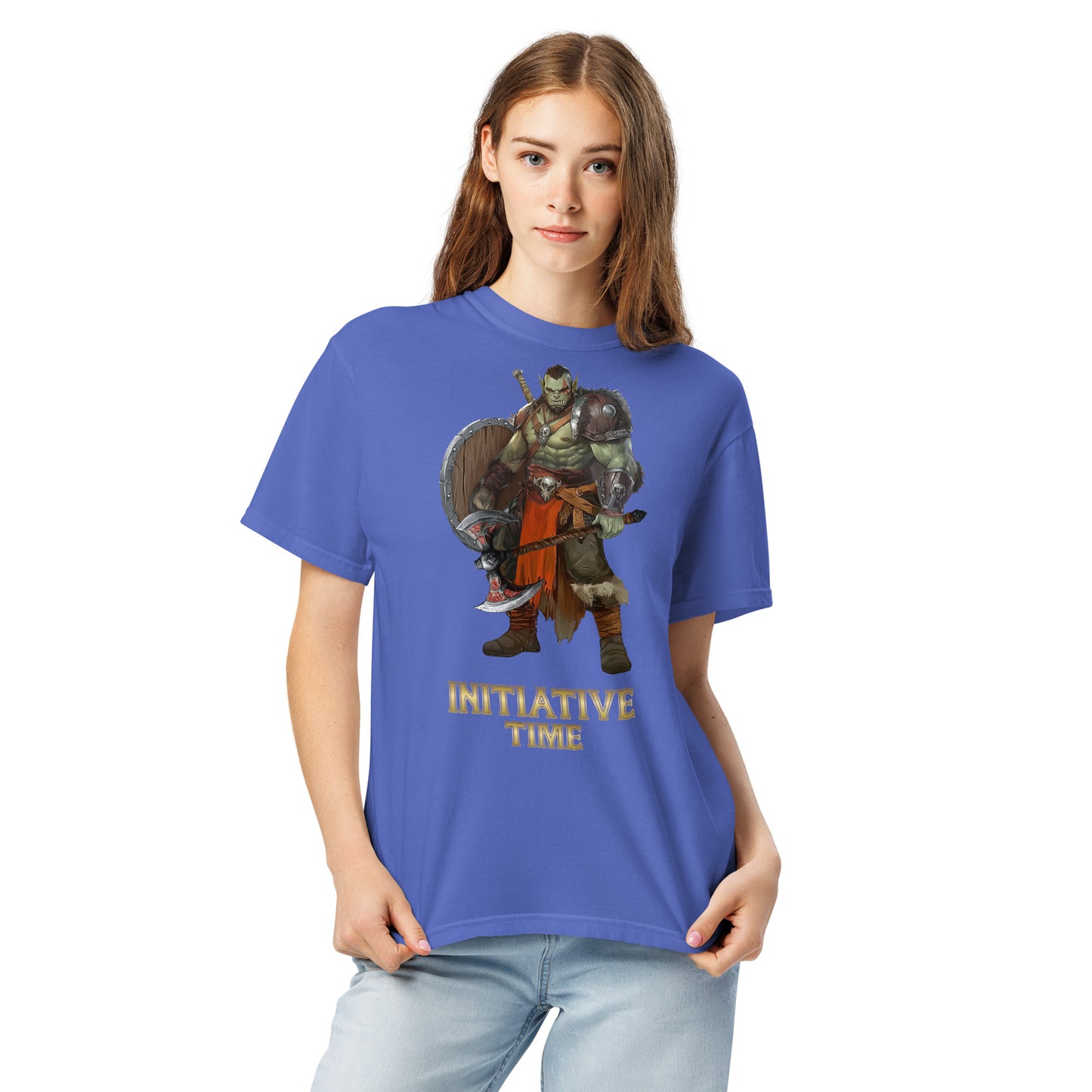 Initiative Time Orc Barbarian Unisex Garment-Dyed T-Shirt - DnD RPG Merchandise - Backspindle Games