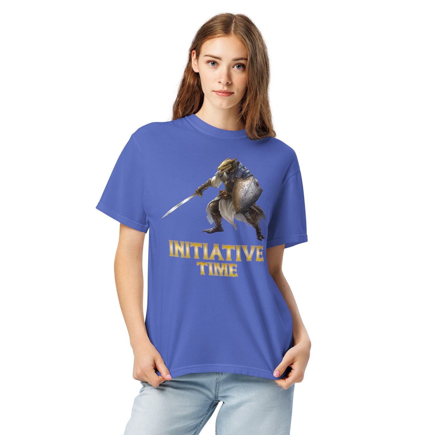Initiative Time Dragonborn Paladin Unisex Garment-Dyed T-Shirt - DnD RPG Merchandise - Backspindle Games