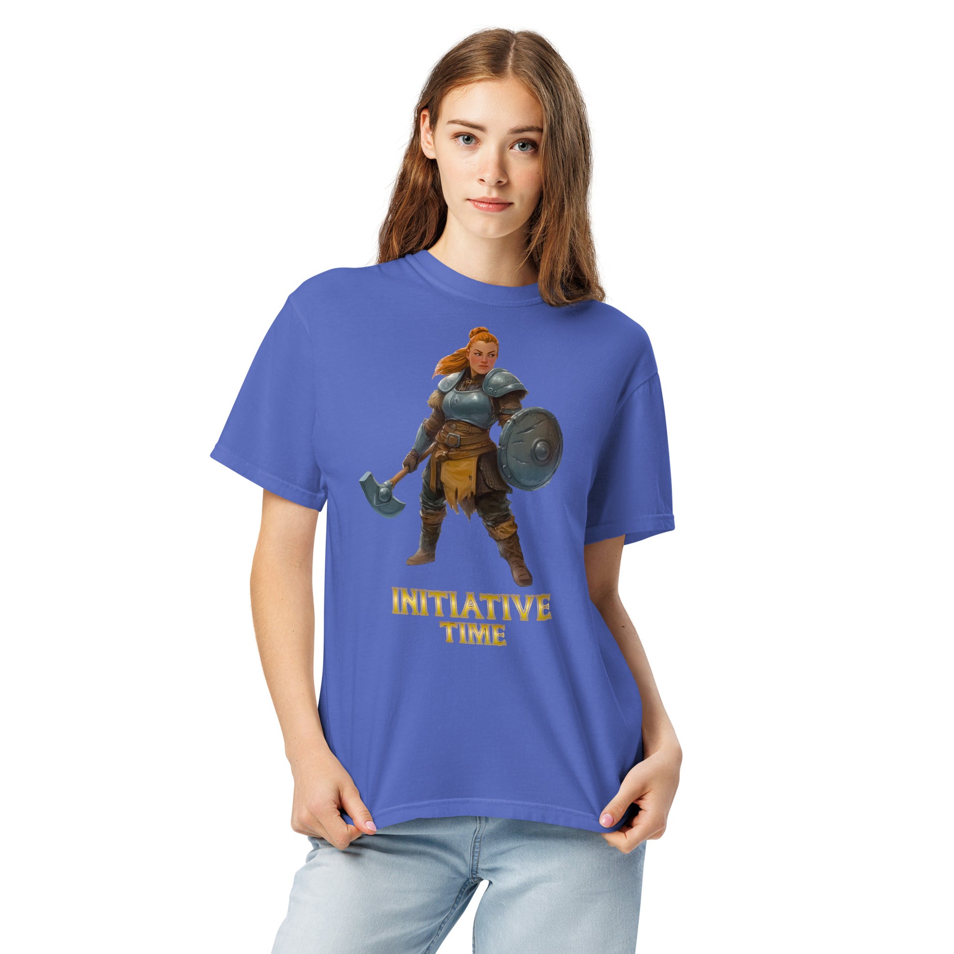 Initiative Time Dwarf Cleric Unisex Garment-Dyed T-Shirt - DnD RPG Merchandise - Backspindle Games